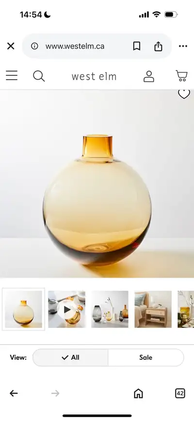 West Elm Golden Glass Vase, View more