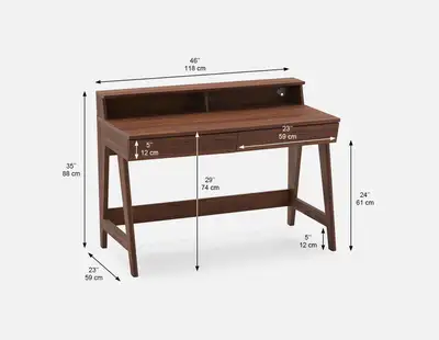 Desk from structure with two drawers, a shelve and cable management. Walnut finish (I am also sellin...