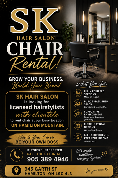 Licensed Hairstylist Chair Rental At SK Hair Salon, View more