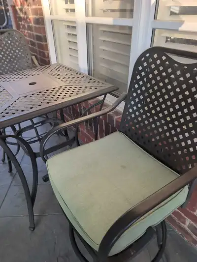 Steel Porch Chairs (2) and Table, View more
