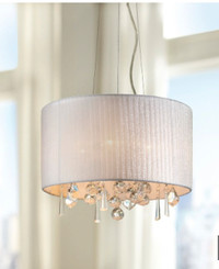 Ceiling Light with Crystal Drops Drum Shade