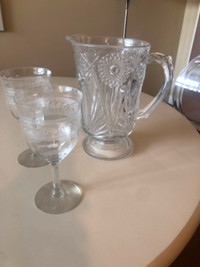 Vintage Pitcher and wine glasses