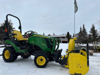 John Deere 1025R tractor mower blower broom tiller