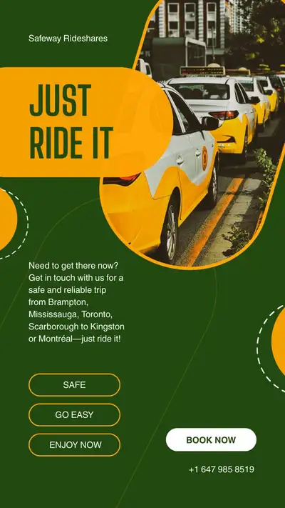 Rides Between TORONTO & MONTREAL MISSISSAUGA, BRAMPTON, KINGSTON, View more