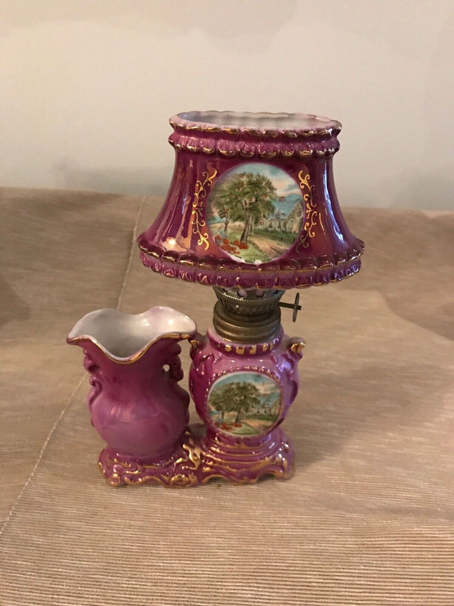 Vintage miniature Victorian style Japanese oil lamp 8”tall. in Arts & Collectibles in Markham / York Region