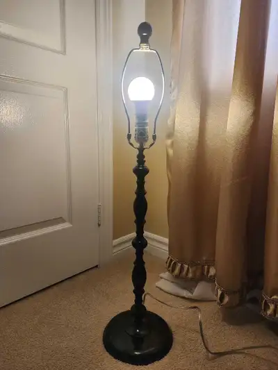 TALL BLACK TABLE LAMP WITH MISSING LAMP SHADE, View more