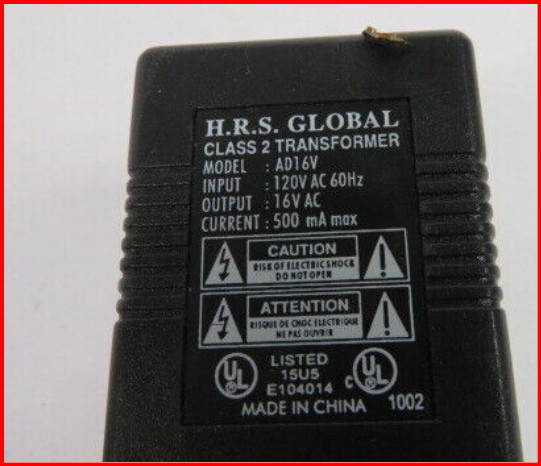 HRS Global AD16V Class 2 Transformer In. 120VAC 60Hz. Out. 16VAC in General Electronics in St. Catharines