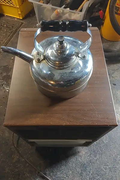 Simplex Solid Copper whistling tea kettle RegD # 786743 Vintage