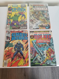4 Vintage Bronze Age Marvel Comics: Spider Man, Iron Man...