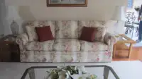 Sofa, love seat and wing chair