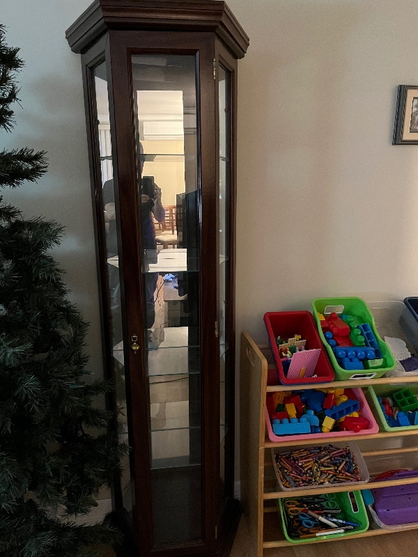 Curio With Lighting and Mirrors Hutches & Display