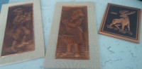 3 Copper 3D Raised Framed Picture Wall Hangings Lad-Lassie-Moose