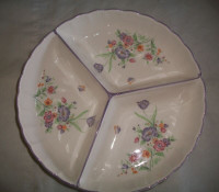 Beautiful Round Flower accent Divided Serving Dish