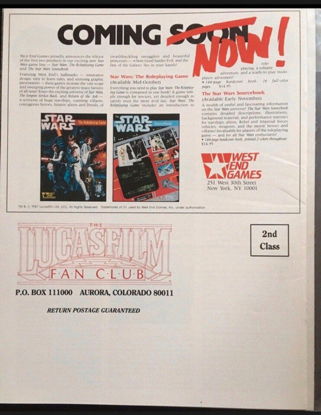 1987 The LucasFilm Fan Club Official Magazine 1st Collectors  in Comics & Graphic Novels in Brantford - Image 2
