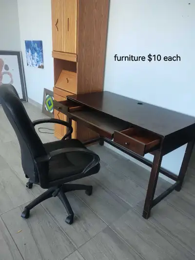 Desk / Chair/bookcase,$10 each, View more