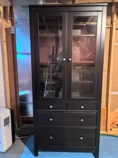 IKEA HEMNES book case with glass doors and drawers, View more