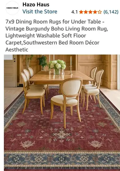 ✨ Hazo Haus Vintage Burgundy Boho Washable Area Rug (7'x9'), View more