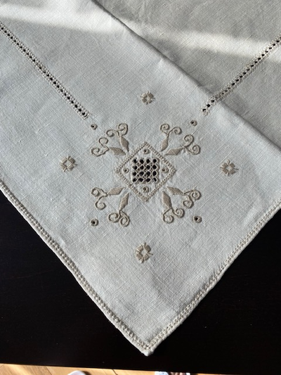Vintage Table Cloth, Drawn Open Embroiderie Excellent Condition, View more