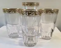 Moroccan Tea Glasses Gold Trimmed - 3 Small 1 Large