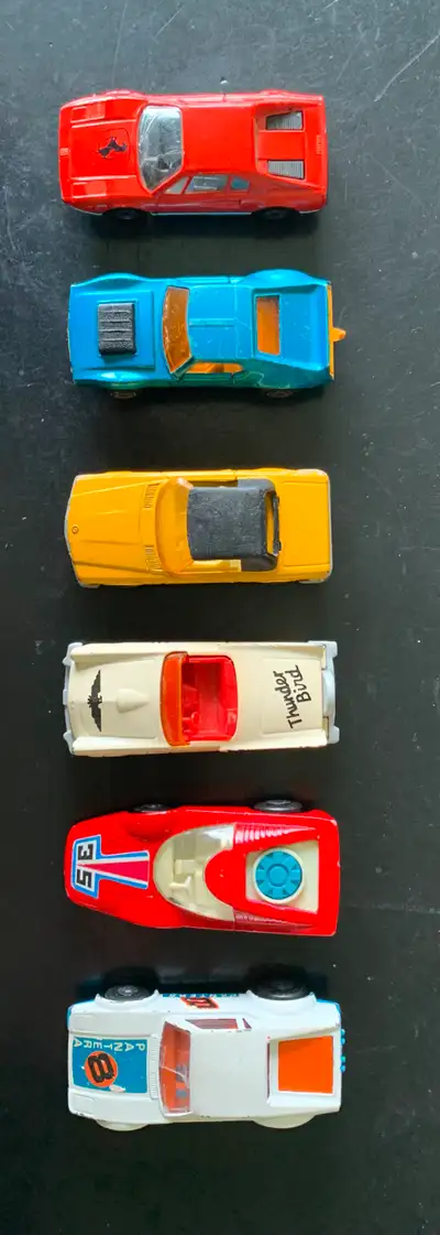 For sale: a classic set of 6 vintage Matchbox die-cast cars from the 1970s and 1980s, featuring real...