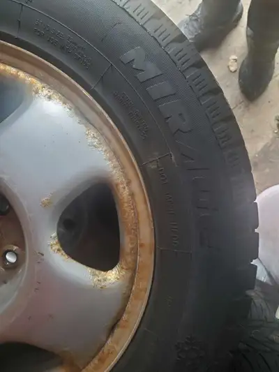 Used winter tires on rims. I had them on a Honda CRV. Please text me for any inquiry.