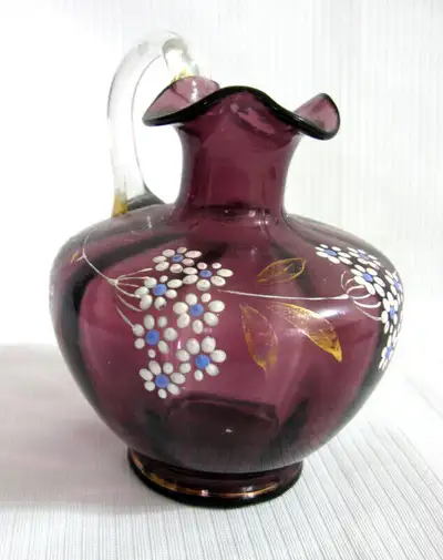 CRUCHON AMETHYSTE PEINT/MAIN  ANTIQUE AMETHYST JUG  HANDPAINTED, View more