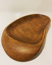 VINTAGE TEAK WOODEN BOWL BOL PLAT BOIS TECK RETRO MID CENTURY