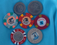 superbe lot de 7 jetons / tokens de divers CASINO
