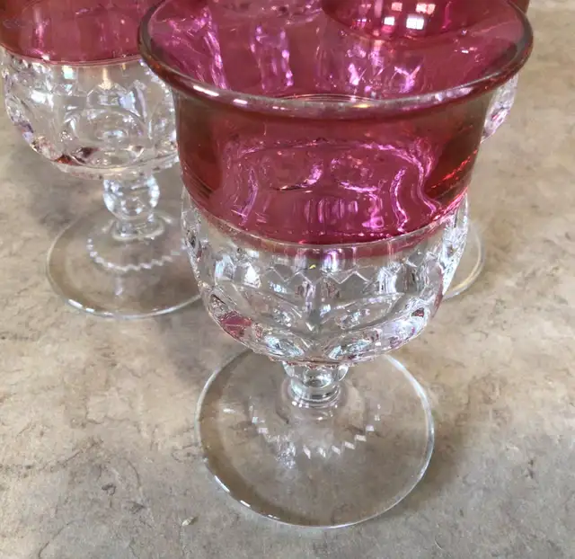 4 Cranberry Glass Goblets443342181808875521