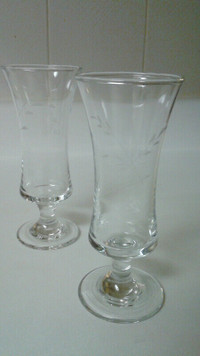 New Unused - Vintage Etched Leaf Glasses/Vases-Price is for each
