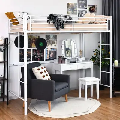 Costway Single Loft bed Frame & Mattress, View more