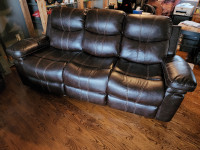 Leon's Leather Recliner Couch & Matching Recliner Chair