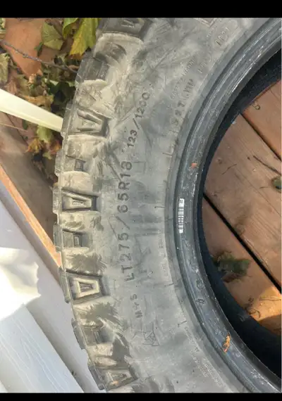 Two used Duratrac all terrain LT 275/65/18 tires. still some good life in them. Came off a F150 they...
