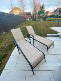 Set of two outdoor steel chaise loungers