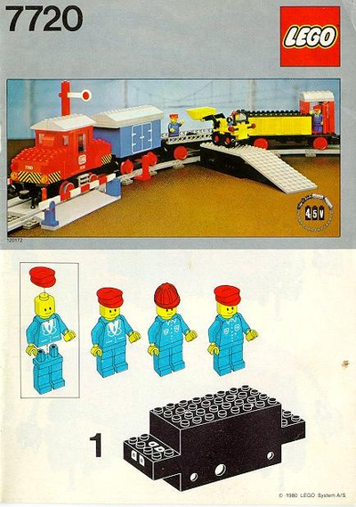 Lego Diesel freight train 4.5V set 7720. Complete but red train wheels replaced with car wheels and...