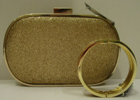 NEW GOLD GLITTER CLUTCH & MATCHING BANGLE