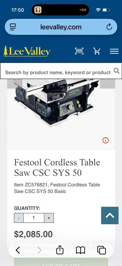 Festool Cordless Table Saw CSC SYS 50, View more
