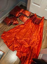 Red satin cape Halloween outfit or costume