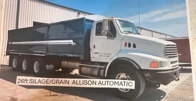 2008 STERLING LT9500 SERIES TRI DRIVE WITH 26FT SILAGE/GRAIN BOX ALLISON AUTOMATIC TRANS DETROIT 60...