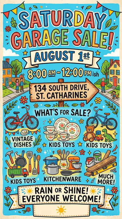 Garage Sale - 134 South Drive, St. Catharines, View more