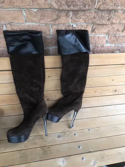 Brown suede over-the-knee boots by Giuseppe Zanotti. , View more