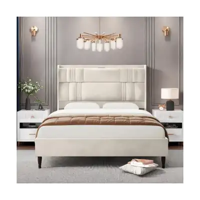 Velvet King  Bed Frame with USB Charging Ports, View more
