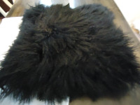 Black Real Mongolian Fur Throw pillow