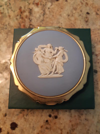 20th Century Stratton Blue Wedgwood Bronze Cameo Powder Compact