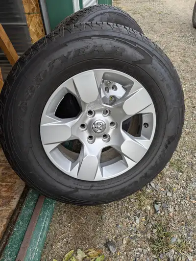 Ram factory tires and rims with tire sensors balanced and ready to go only 3000 kms on them Goodyear...