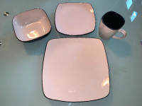 48-piece Corelle Hearthstone Stoneware black and white dish set