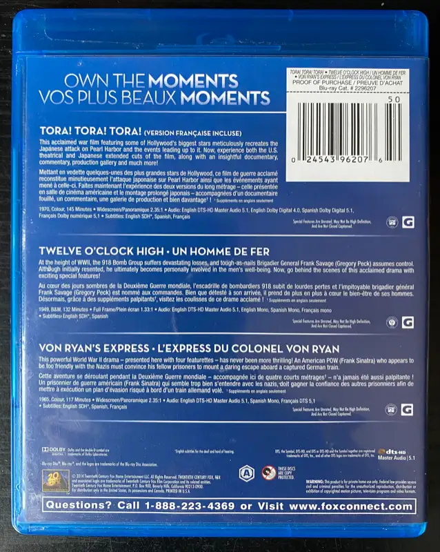 Tora! Tora! Tora! + Twelve O'Clock High + Von Ryan's Express dvd in CDs, DVDs & Blu-ray in City of Montréal - Image 3