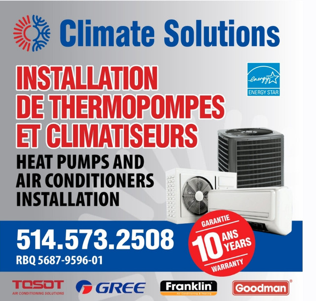 THERMOPOMPE  / CLIMATISEUR  / SUBVENTION / CVAC / HVAC dans Chauffage et climatisation  à Ville de Montréal - Image 2