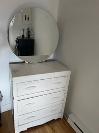 Commode à 3 tiroirs avec miroir 