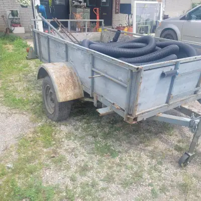 Heavy-built trailer the frame is rock solid. Could use new plywood. Newer tongue jack. 5 x 9 great f...
